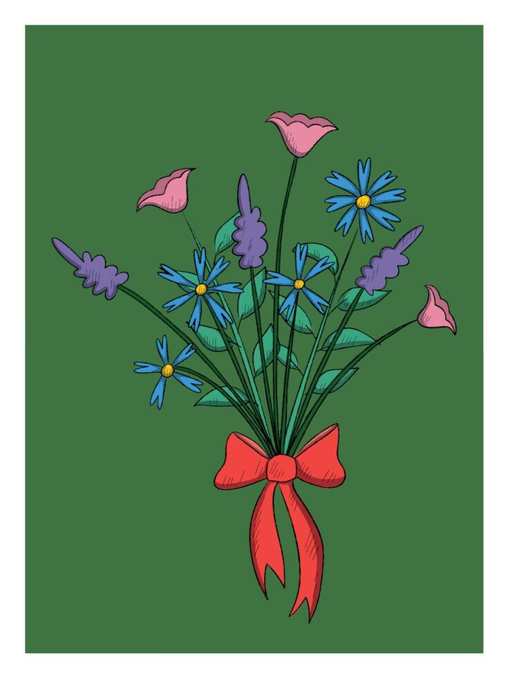 Colorful Bouquet of Flowers in a Vase vector
