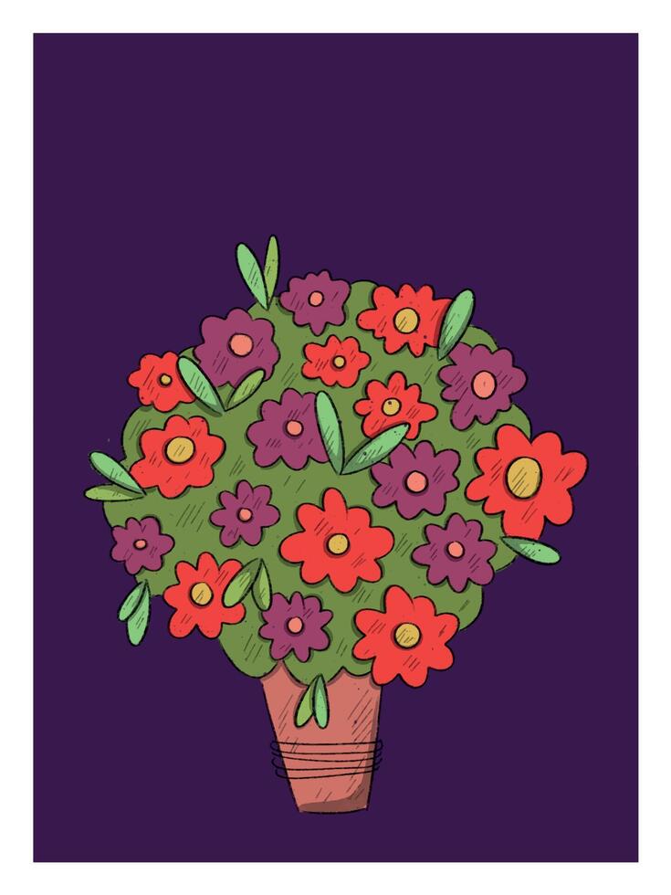 Colorful Bouquet of Flowers in a Decorative Vase vector