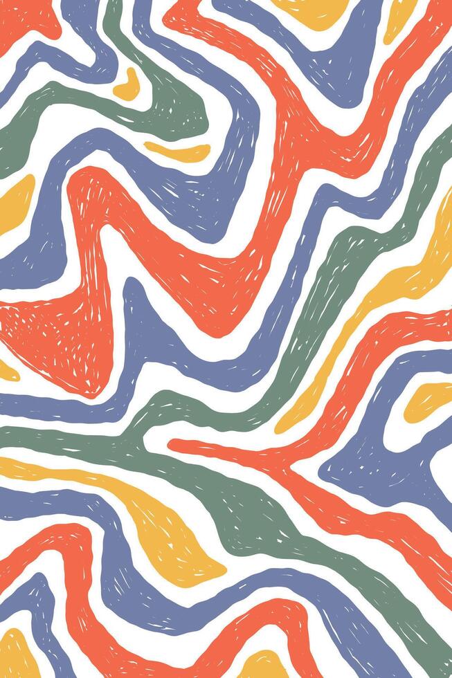 Abstract Poster with Hand Drawn Wavy Stripes vector