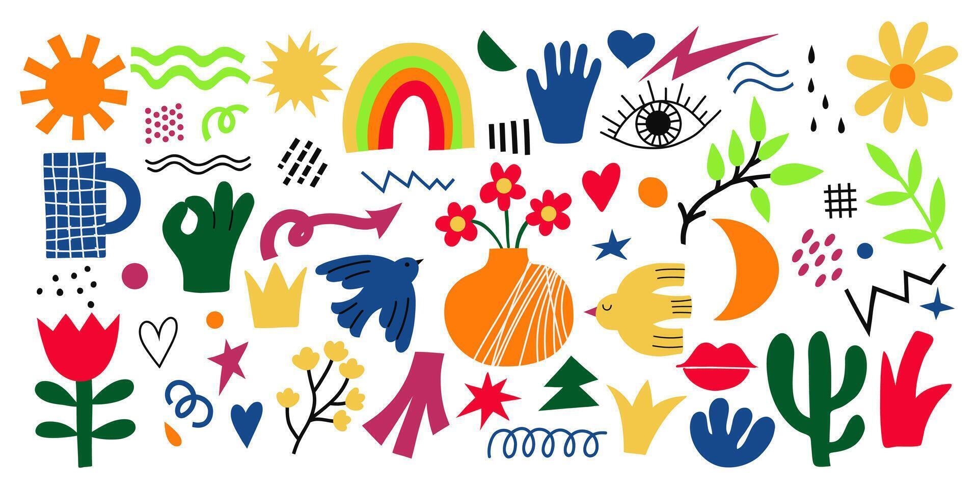Scandinavian Style Elements Collection on White vector
