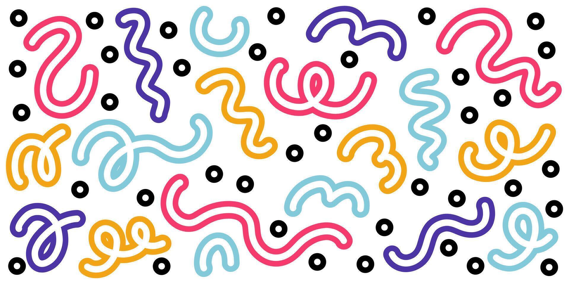Colorful line doodle backdrop on white vector