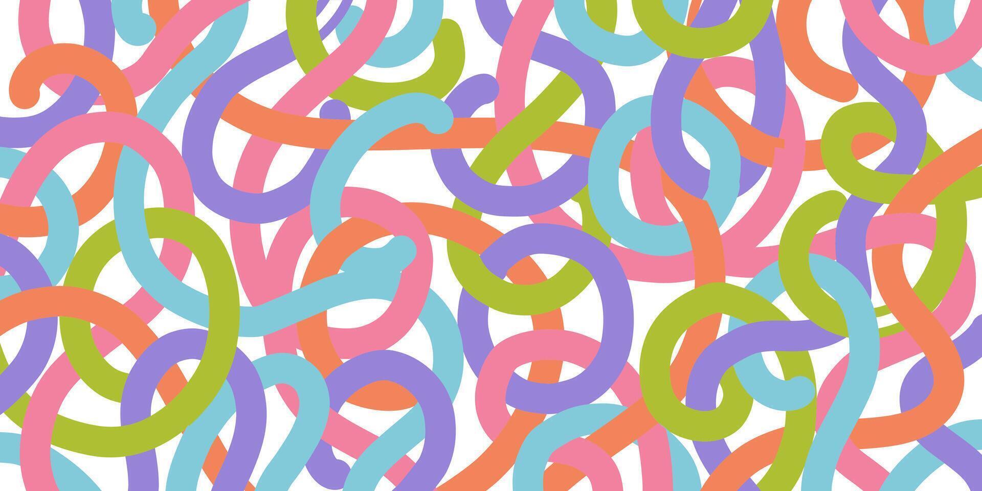 Fun colorful line doodle pattern on white vector