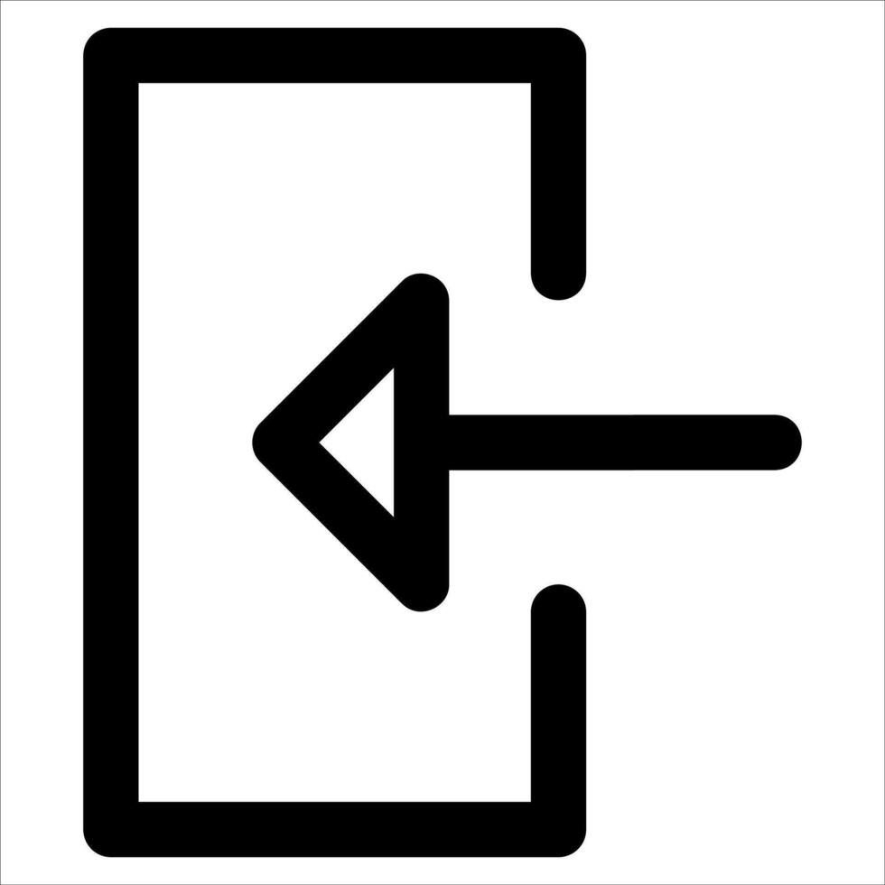 unique black and white icon of a door with an arrow pointing to it in white background vector
