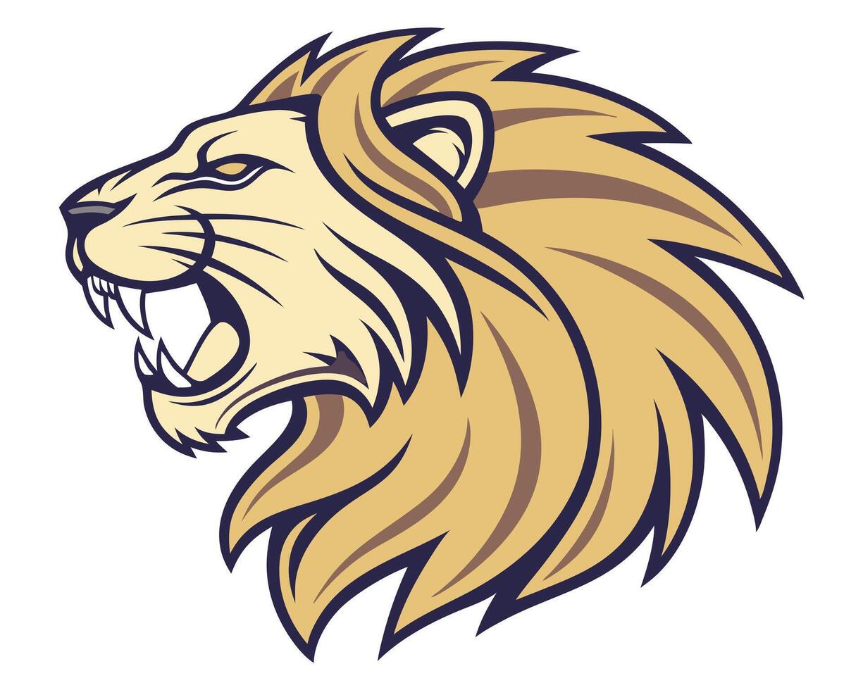 Fierce roaring lion head logo design with golden mane ready for use in various designs vector