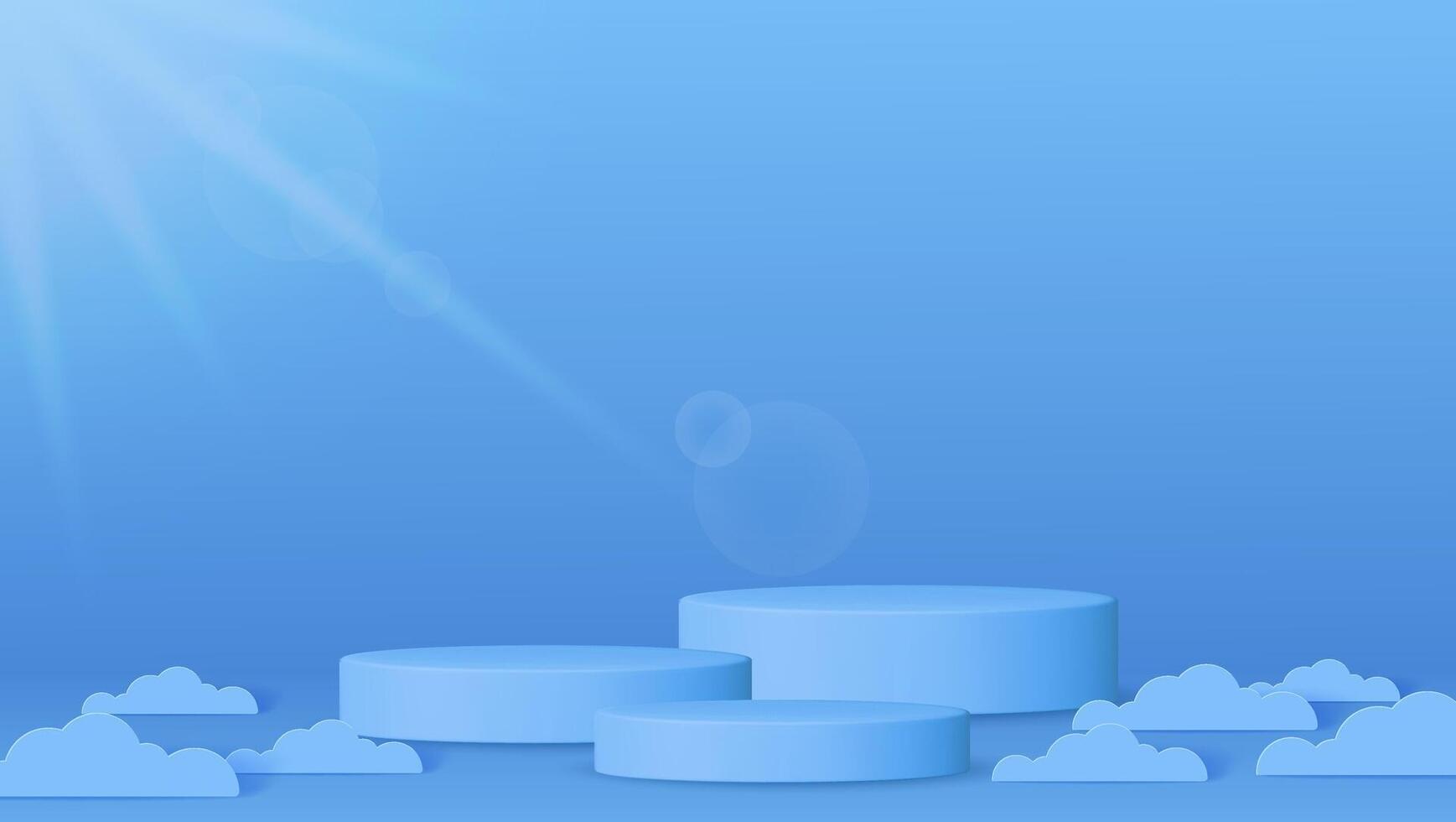 blue podium. Perfect for product presentations, cosmetics sales, and discount banners with a modern, glossy finish. vector