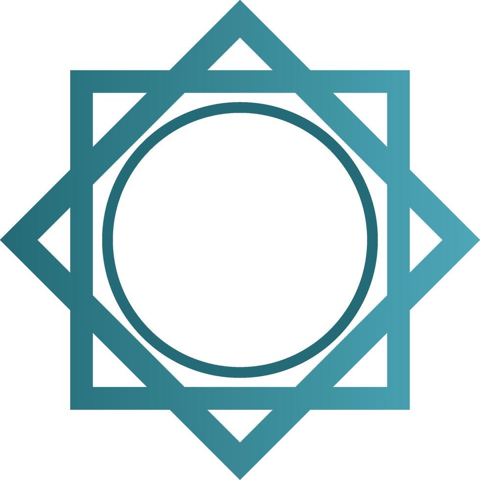 Islamic thin line badge frame layout vector