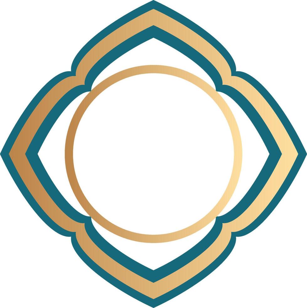 Islamic gold badge elegant frame vector