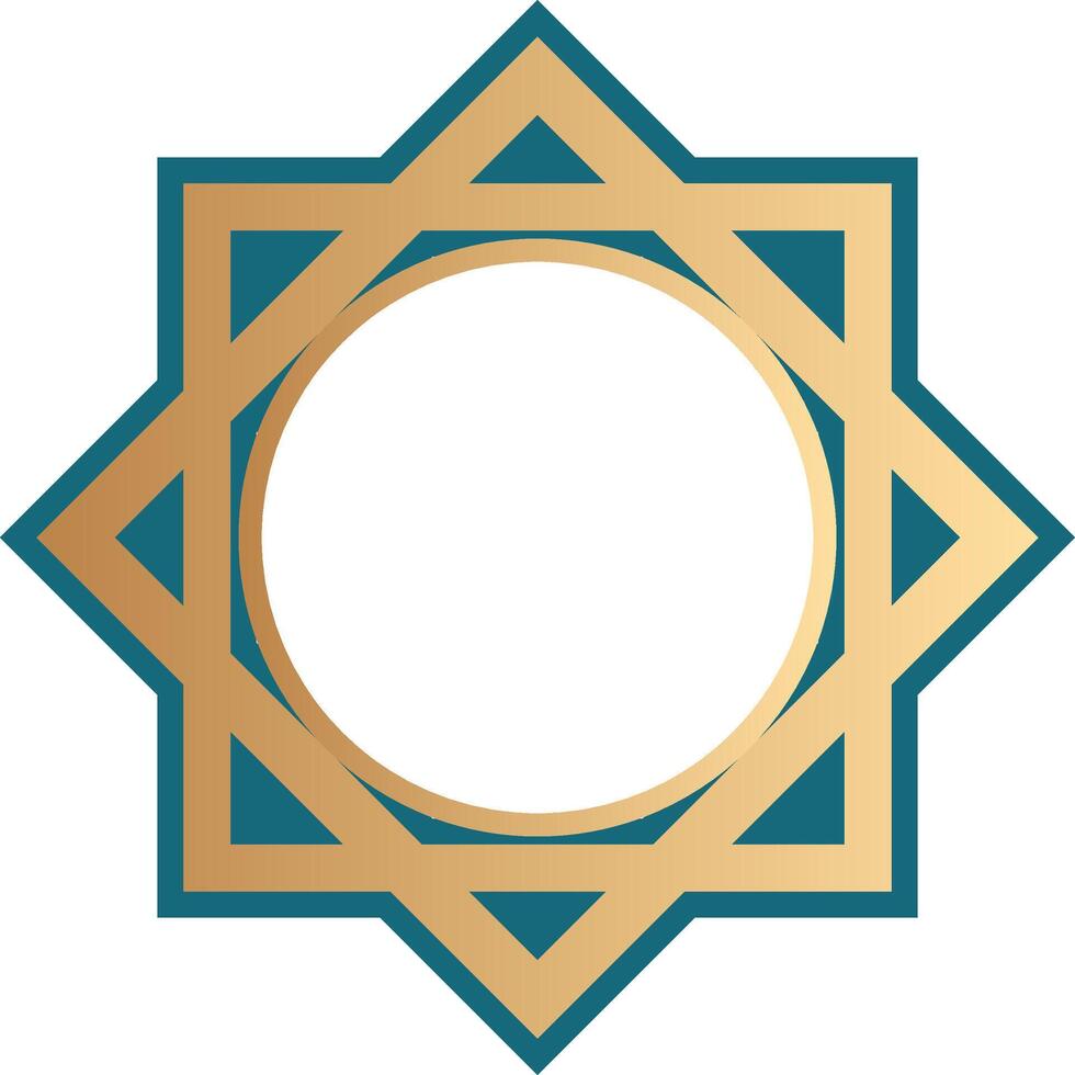 Clean outline Islamic gold badge vector