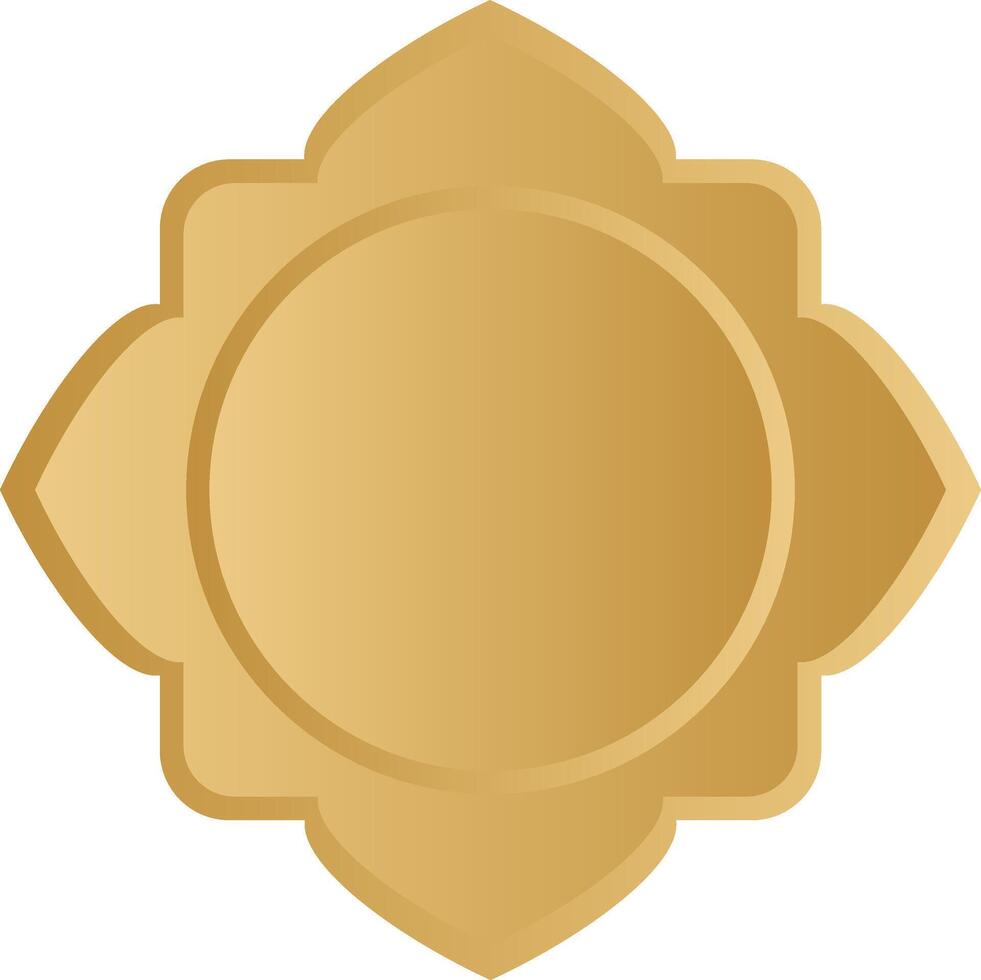 Ornate islamic frame badge in gold hue vector