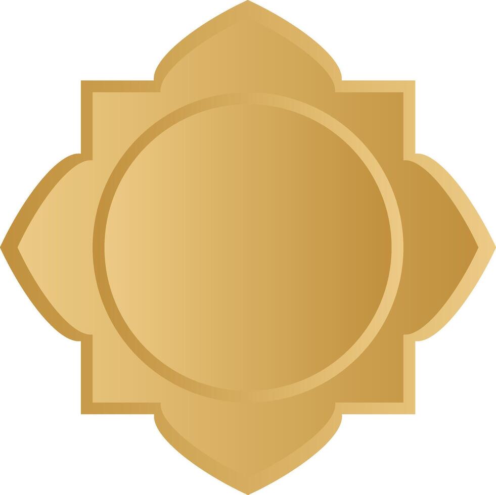 Traditional gold shaped islamic badge frames vector