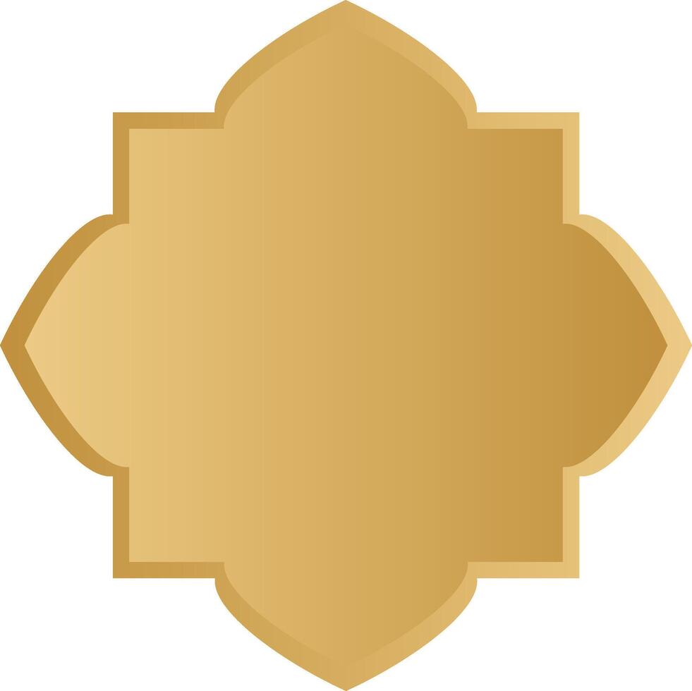 Islamic outline badge and frame in gold color vector