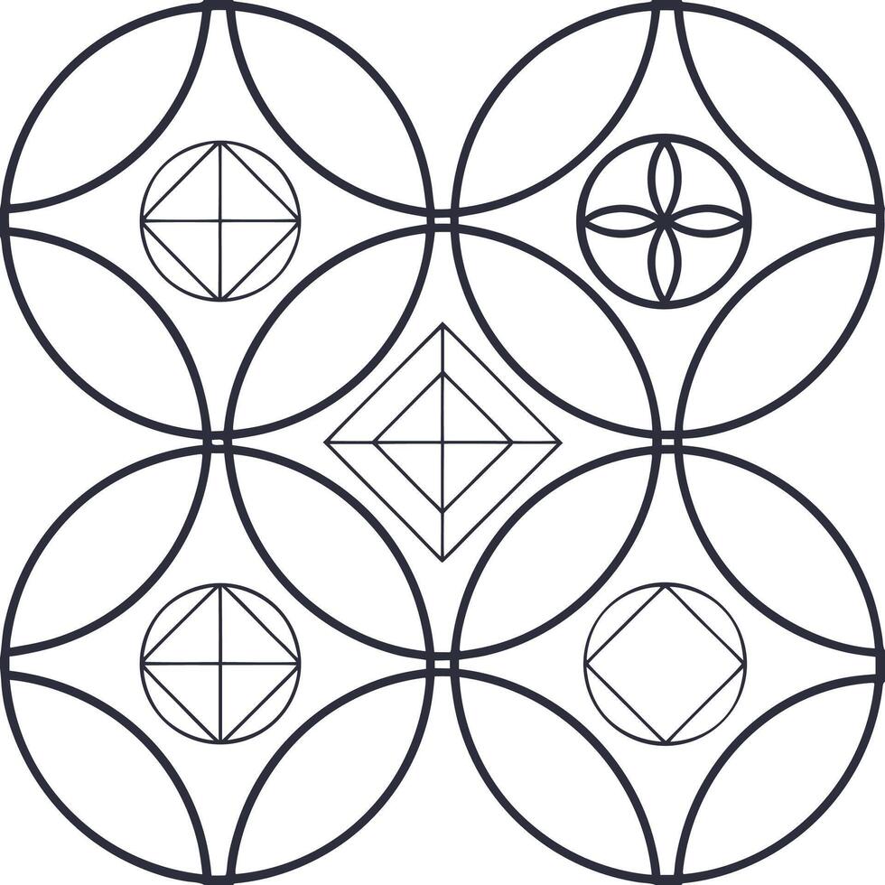 Geometric floral pattern with intersecting circles and squares abstract vector