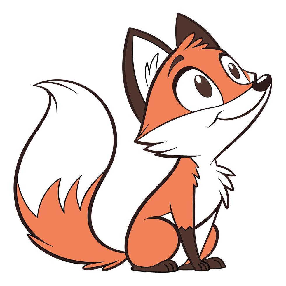 A cute cartoon fox sitting with its tail curled animal curled tail vector