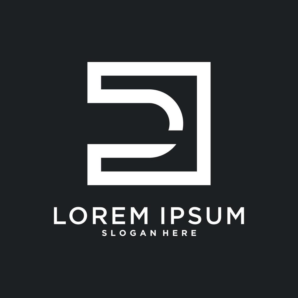 Letter logo design initial D for company or person. Creative square concept. Premium vector
