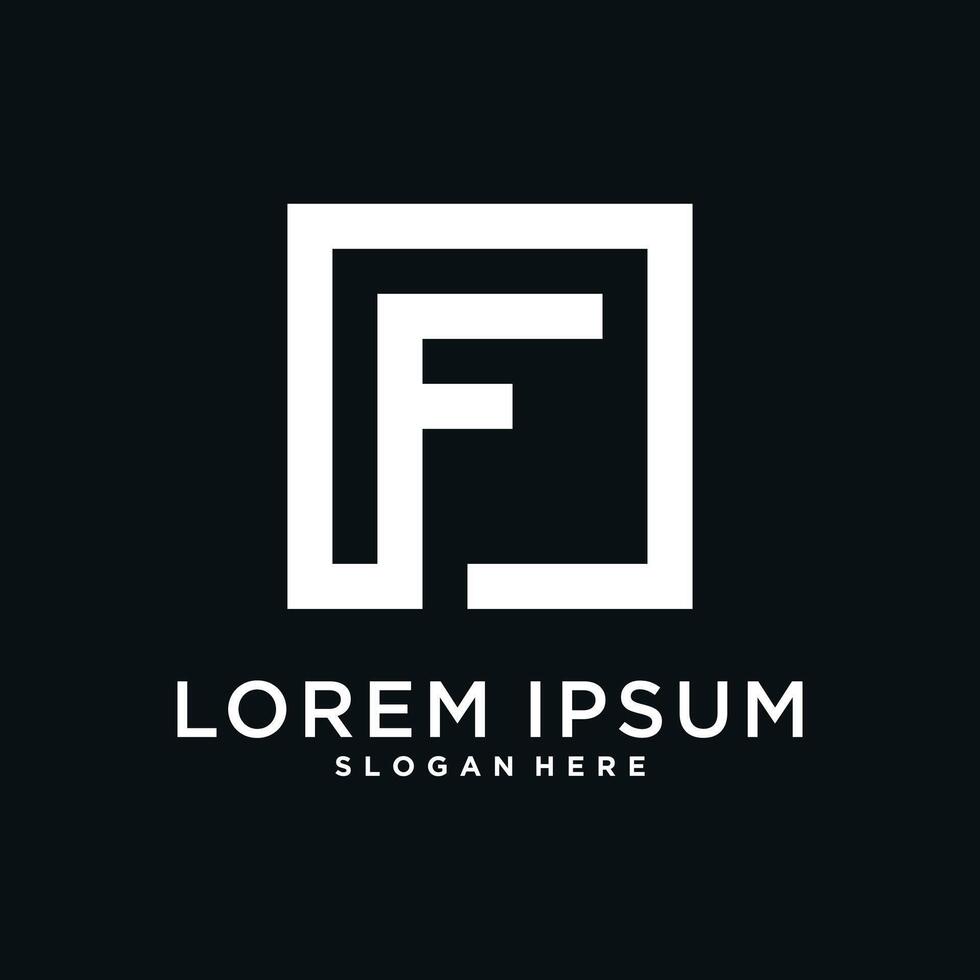 Letter logo design initial F for company or person. Creative square concept vector