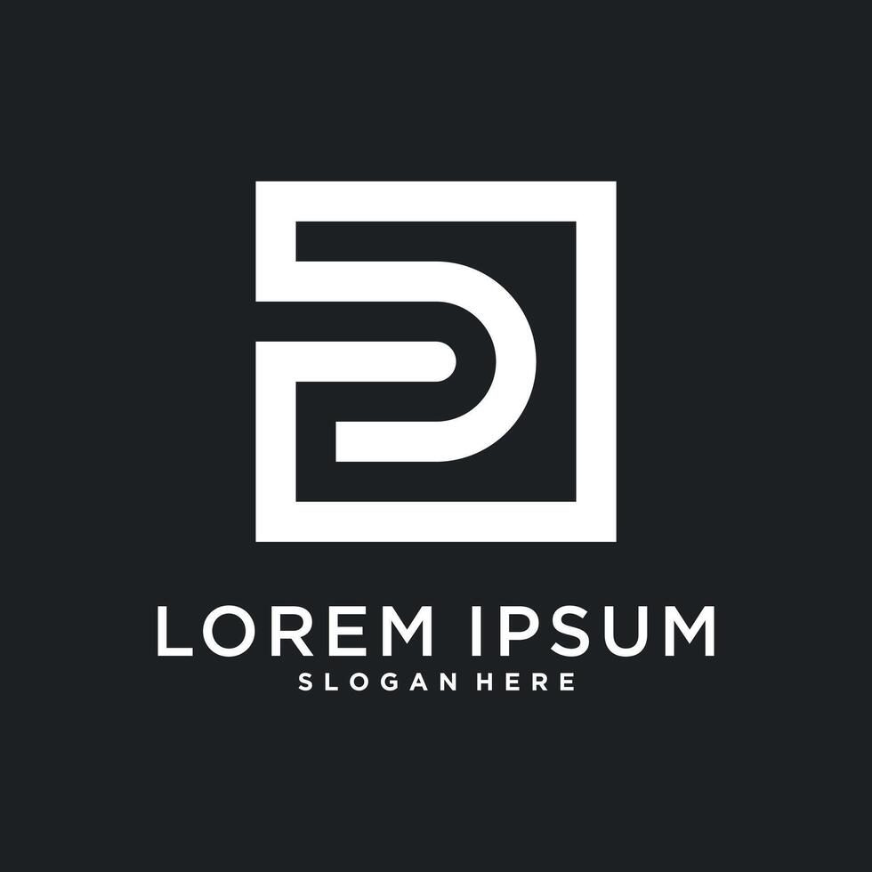 Letter logo design initial D. Creative square concept vector
