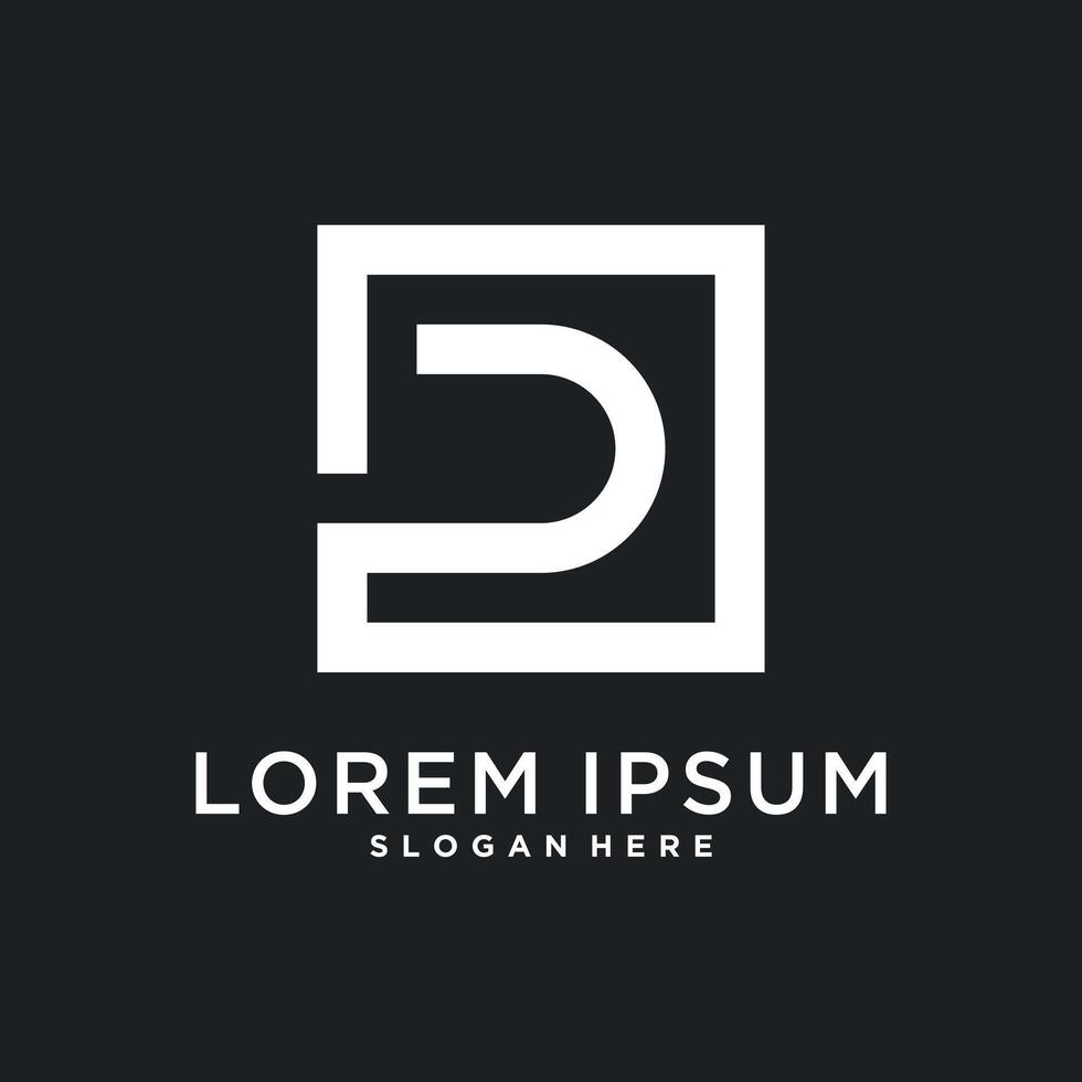 Letter logo design initial D. Creative square concept. vector