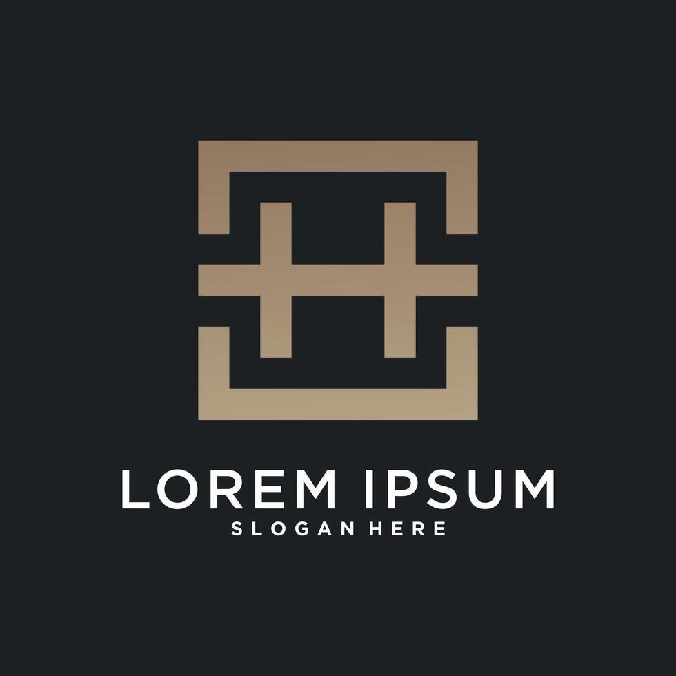 Letter logo design initial H for company or person. Creative square concept. vector