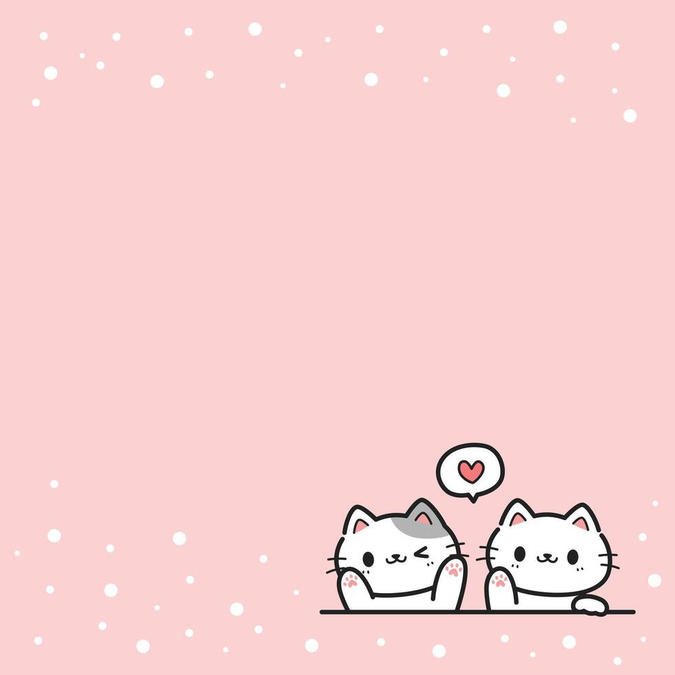 Greeting card with cute cat waving paw cartoon hand drawn on pink, Cute baby shower card with cats for kids vector