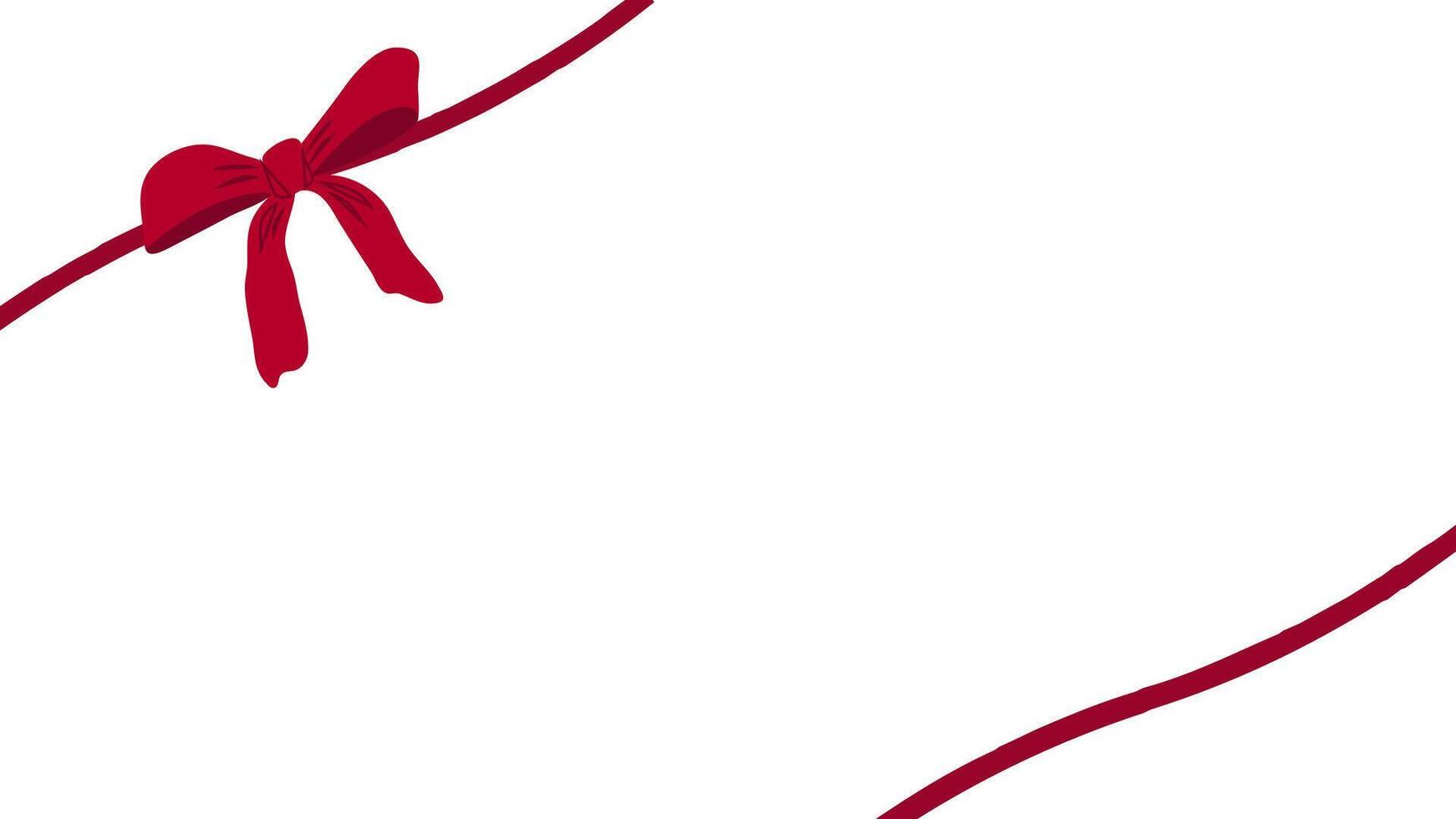 Red ribbon bow hand drawn on banner,,. Decorative elements for holiday invitations and birthday cards. illustration. vector