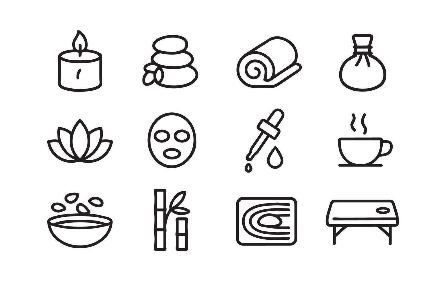 Zen Spa Icons A Collection of Wellness and Relaxation Elements vector