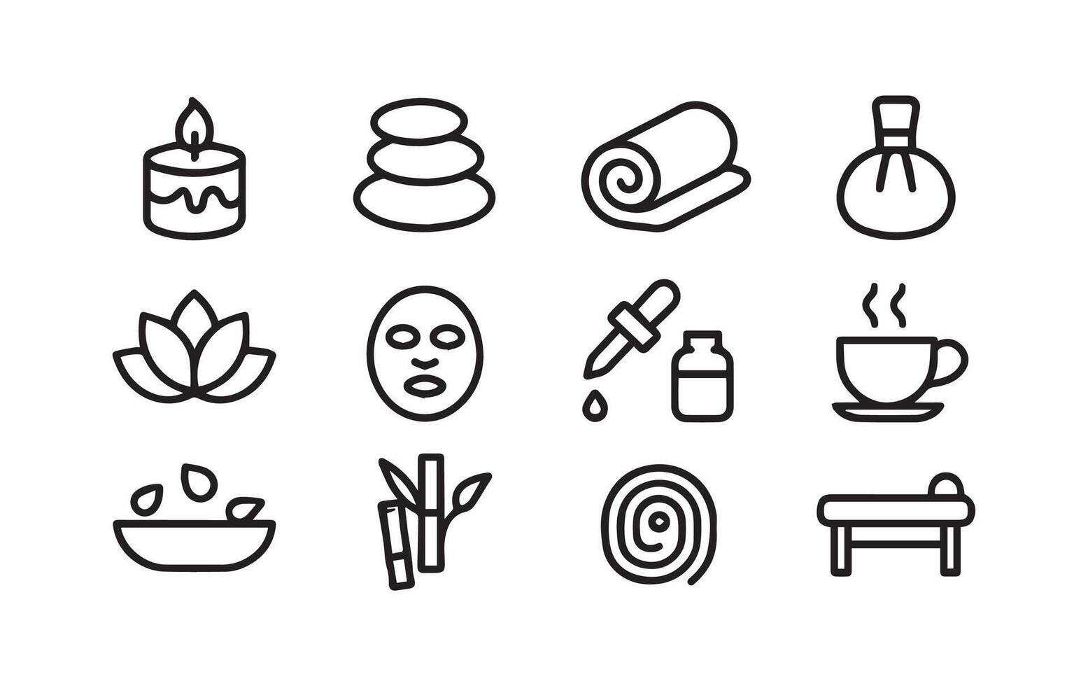 Wellness and Relaxation Icons for Spa and Beauty Concepts Graphic Design vector