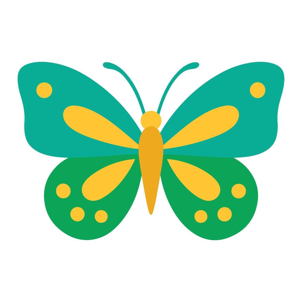 Teal and Gold Butterfly Illustration Simple Design vector