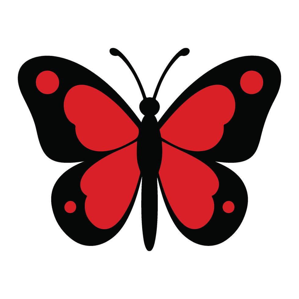Red Black Butterfly Simple Icon Graphic Design red butterfly vector