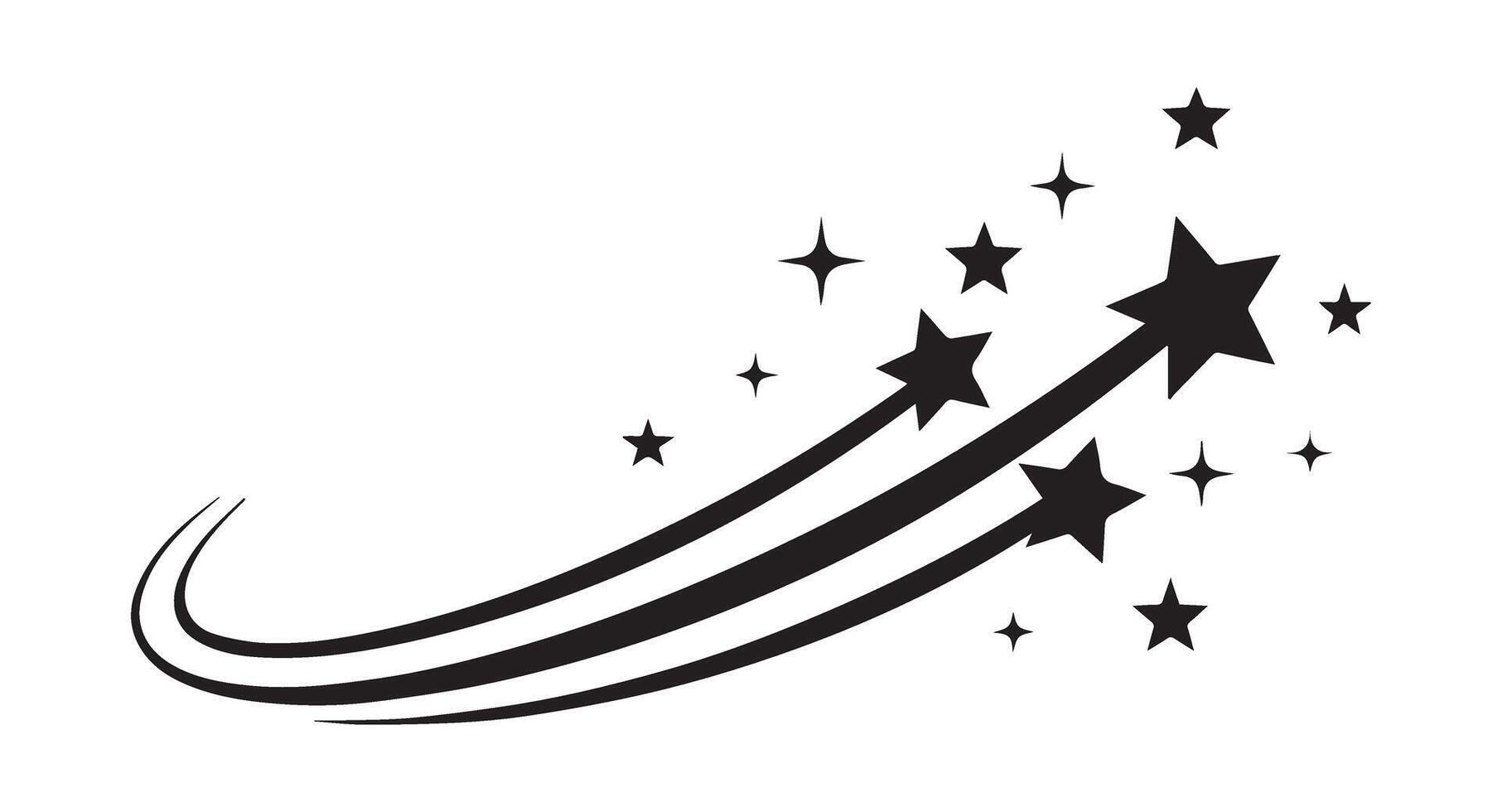 Black Star Trails with Sparkling Twinkles Abstract Design Element stars vector