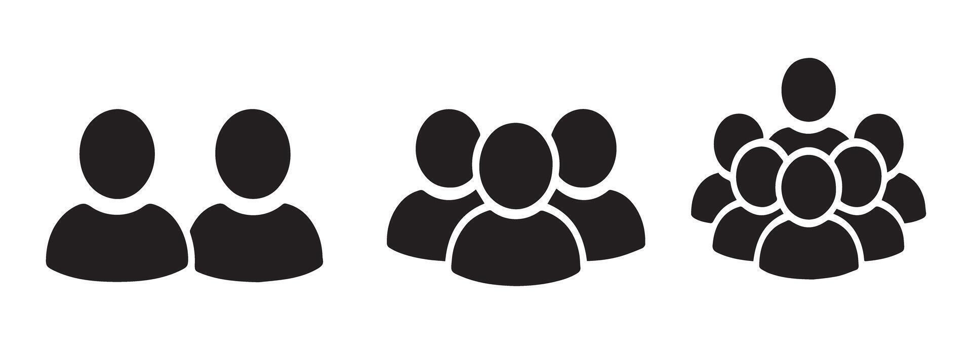 Black Silhouettes of People Groups Showing Growth from Two to Many Individuals team vector