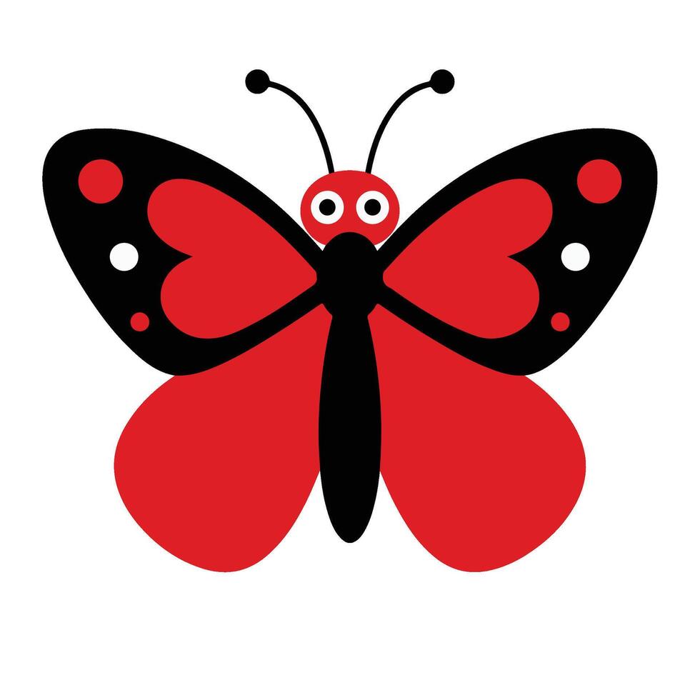Red Black Cartoon Butterfly Simple Design Illustration vector