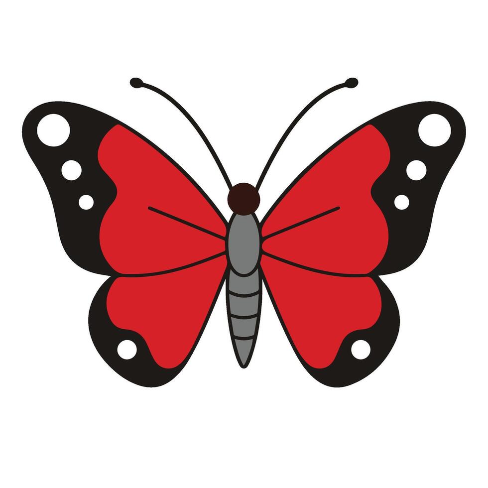 Red Black Butterfly Illustration Simple Design red butterfly vector