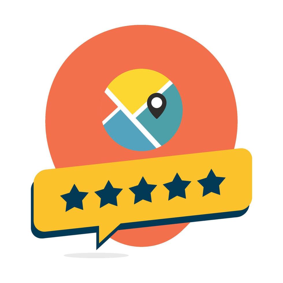 Five Star Map Location Rating Icon Yellow Gold Orange Teal Blue five stars star rating vector