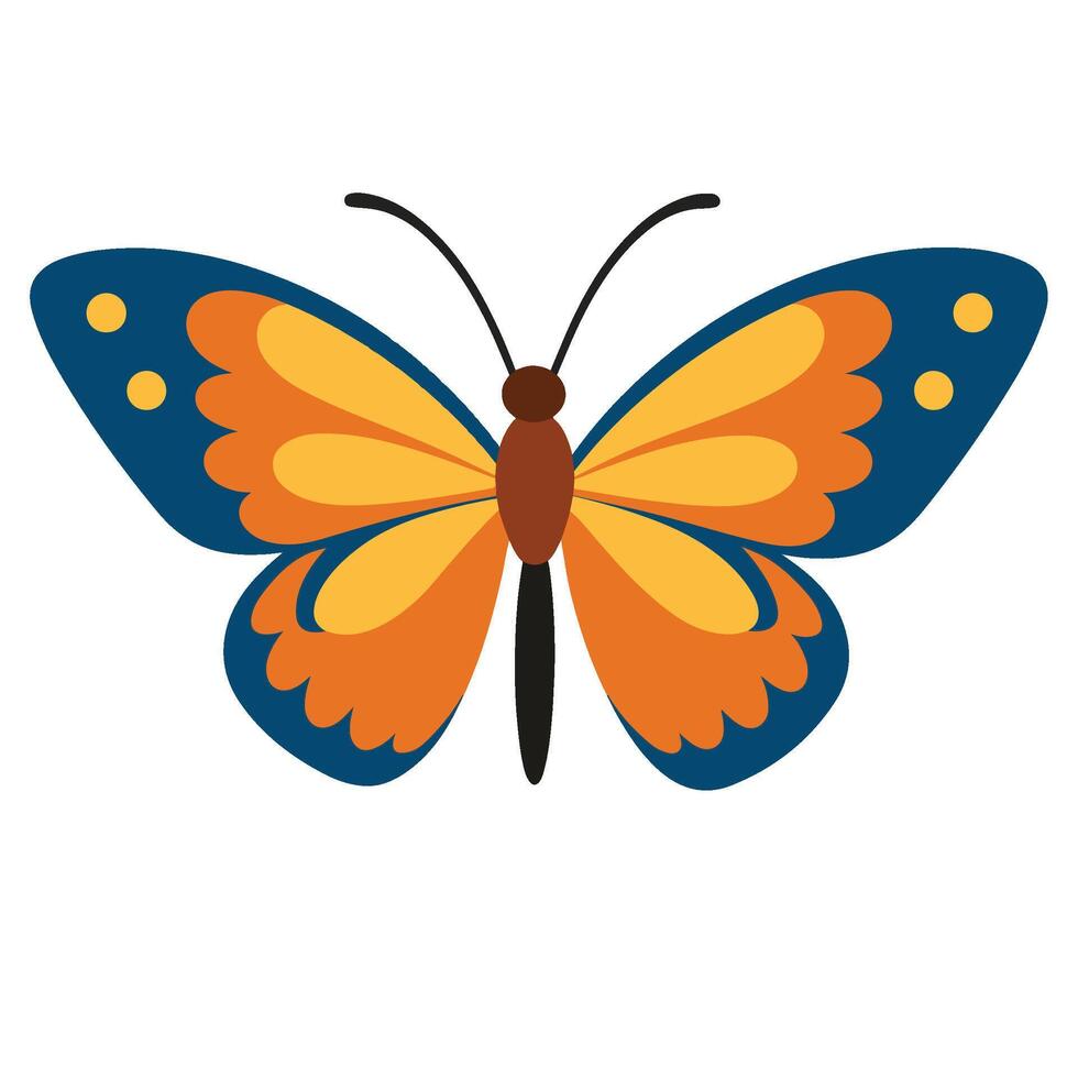 Orange and Teal Butterfly Illustration Simple Design vector