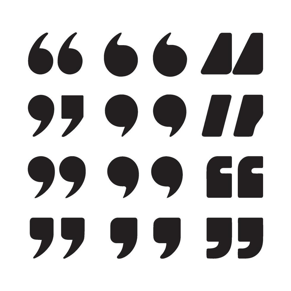 Black Quotation Marks Set Graphic Design Elements Various Styles Typography Symbols vector