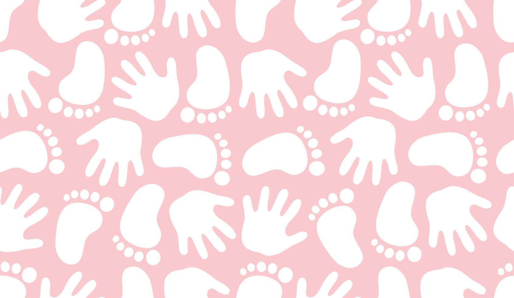 Baby Girl Hand Foot Prints Seamless Pattern vector