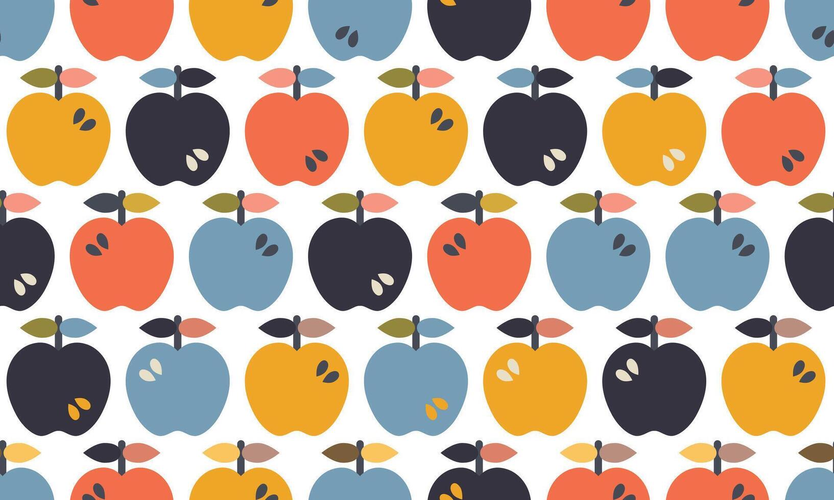 Scandinavian Mid Century Modern Apple Seamless Pattern vector