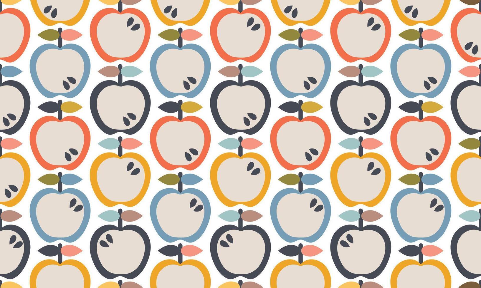 Mid Century Modern Apple Seamless Pattern vector