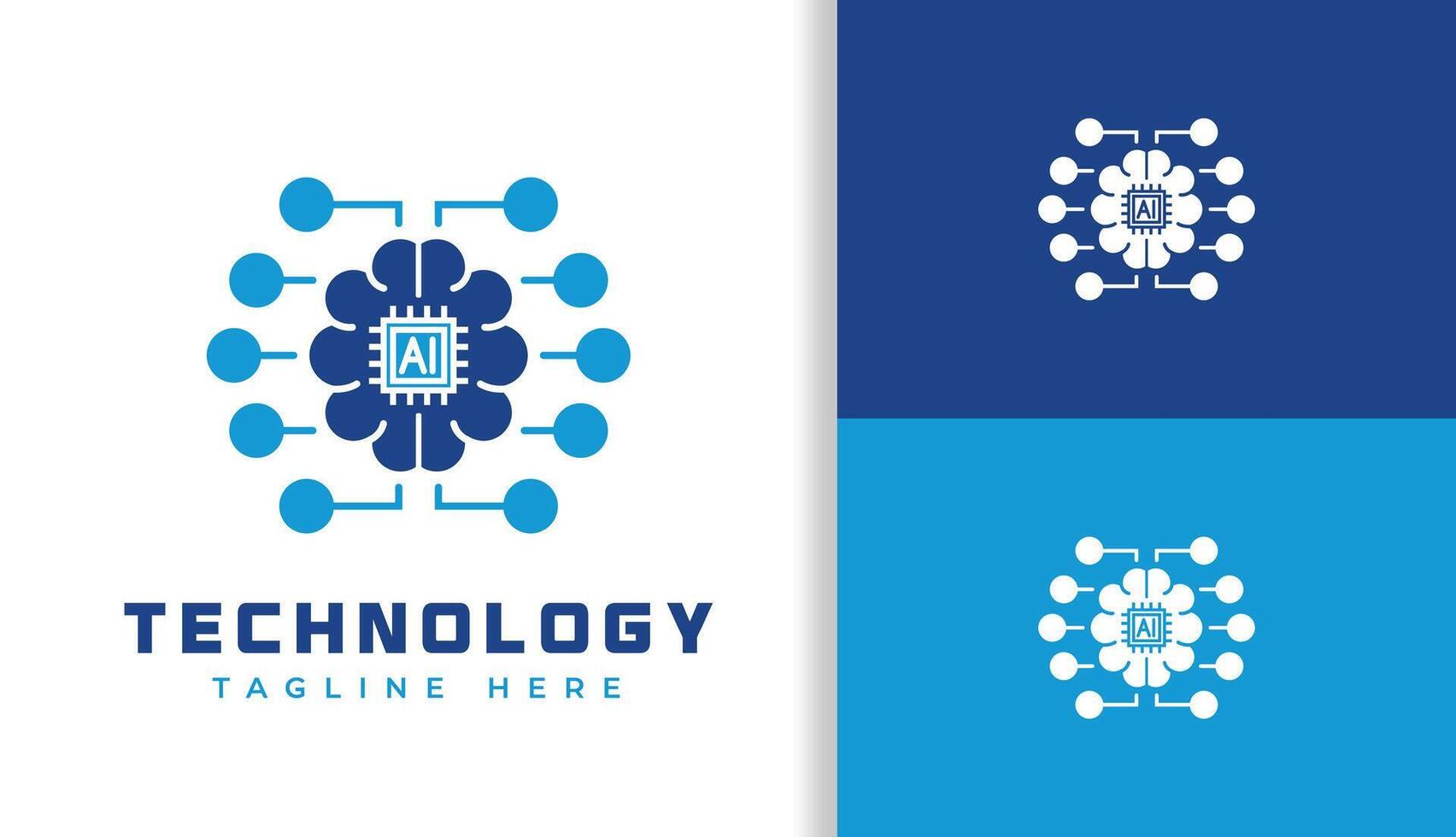 AI TECHNOLOGI BRAIN CHIPS LOGO vector