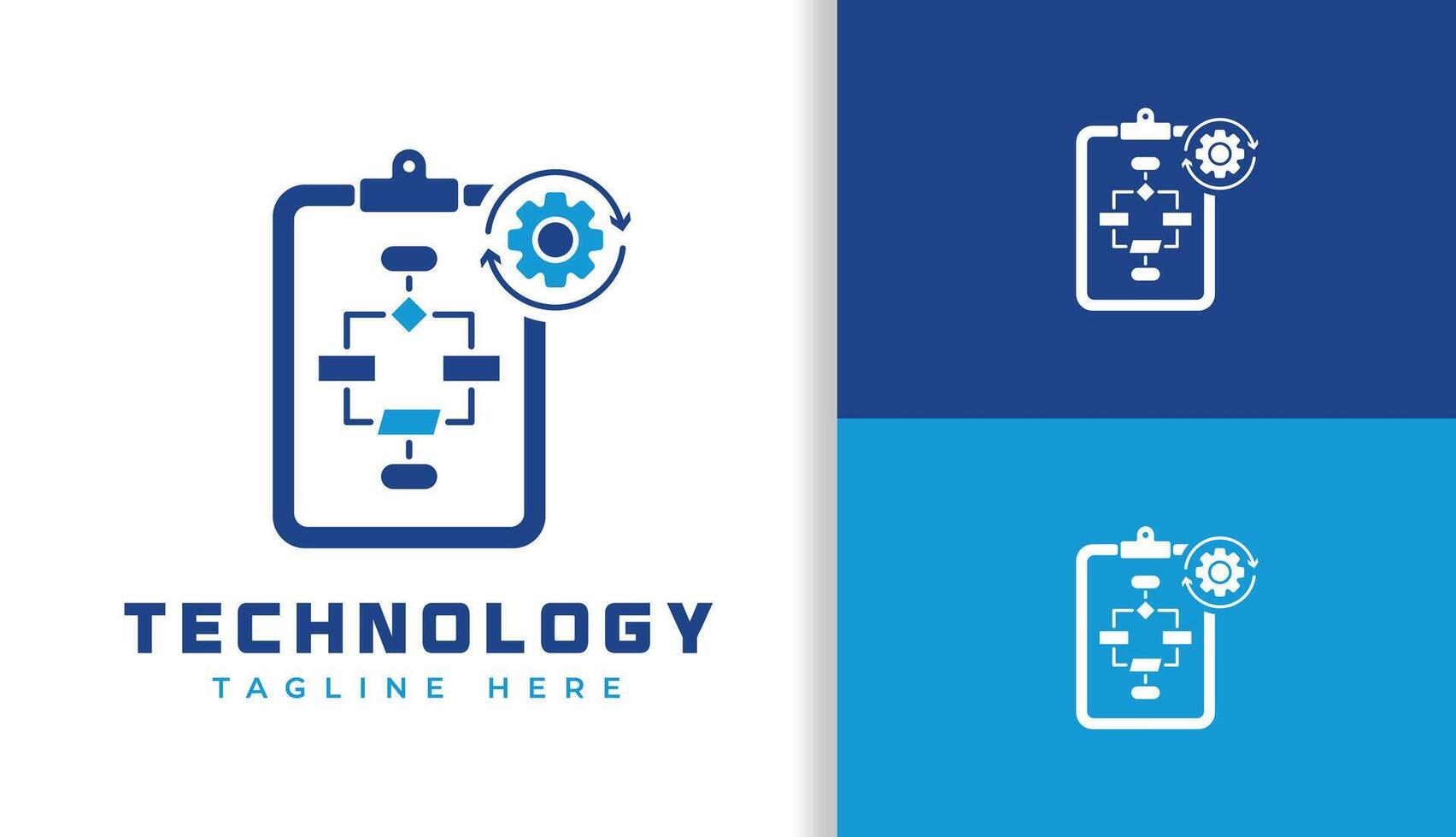 FLOWCHART LOGO, BUSINESS AUTOMATION LOGO, LOGO IN BLUE vector