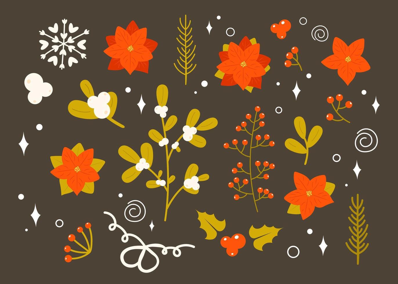 Colorful winter floral illustration vector