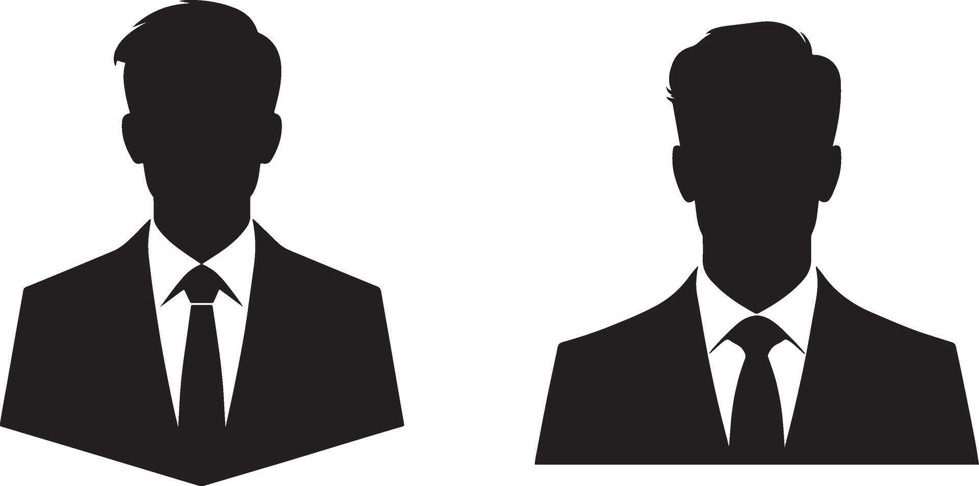 Two Businessmen Silhouettes in Suits and Ties on a White vector