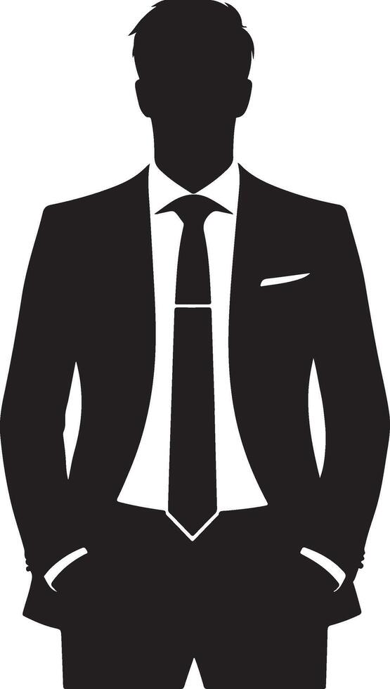 Silhouette of a Man in a Suit with Hands in Pockets vector