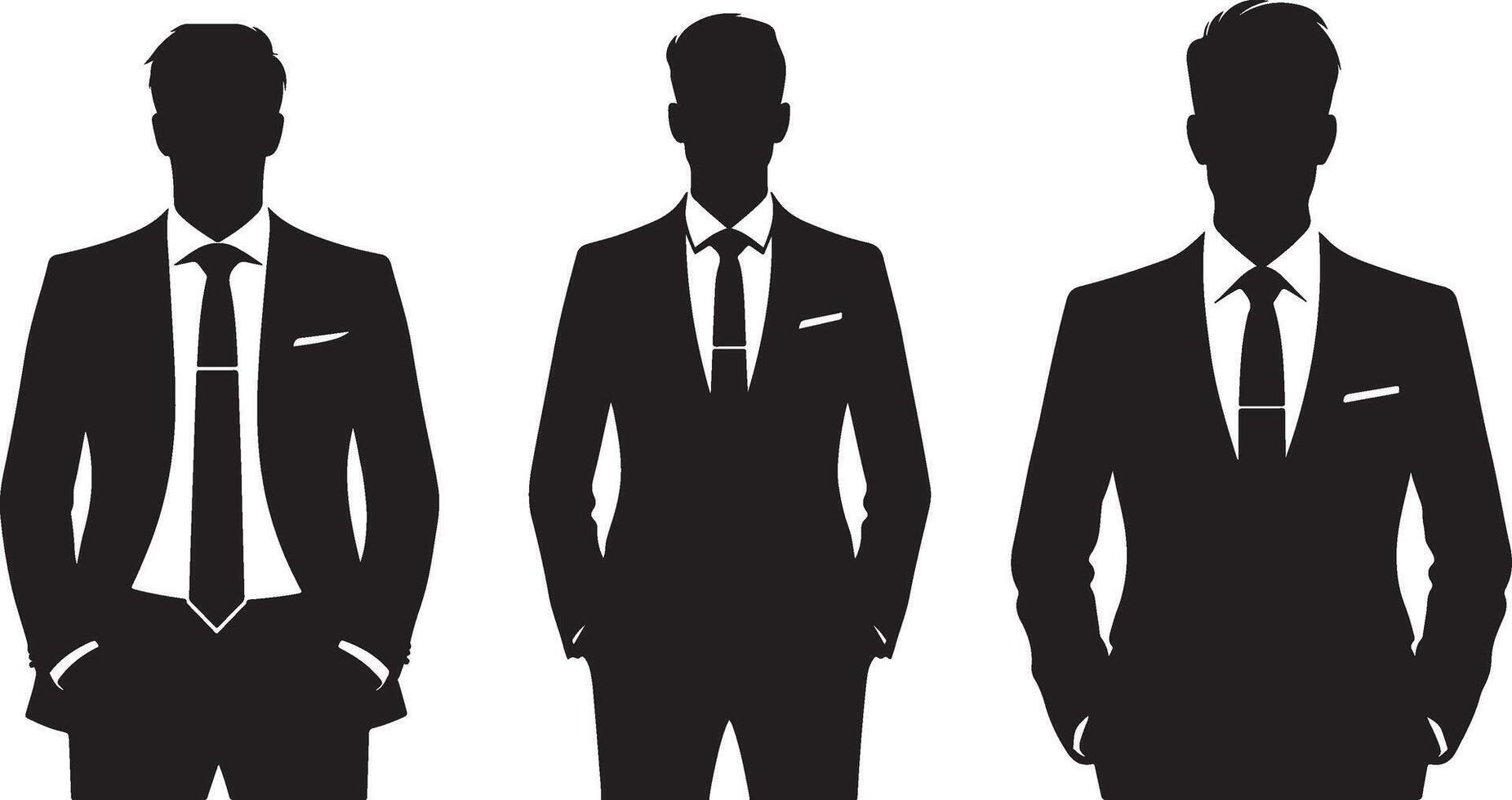 Three Men in Suits Silhouette Illustration of Business Professionals vector