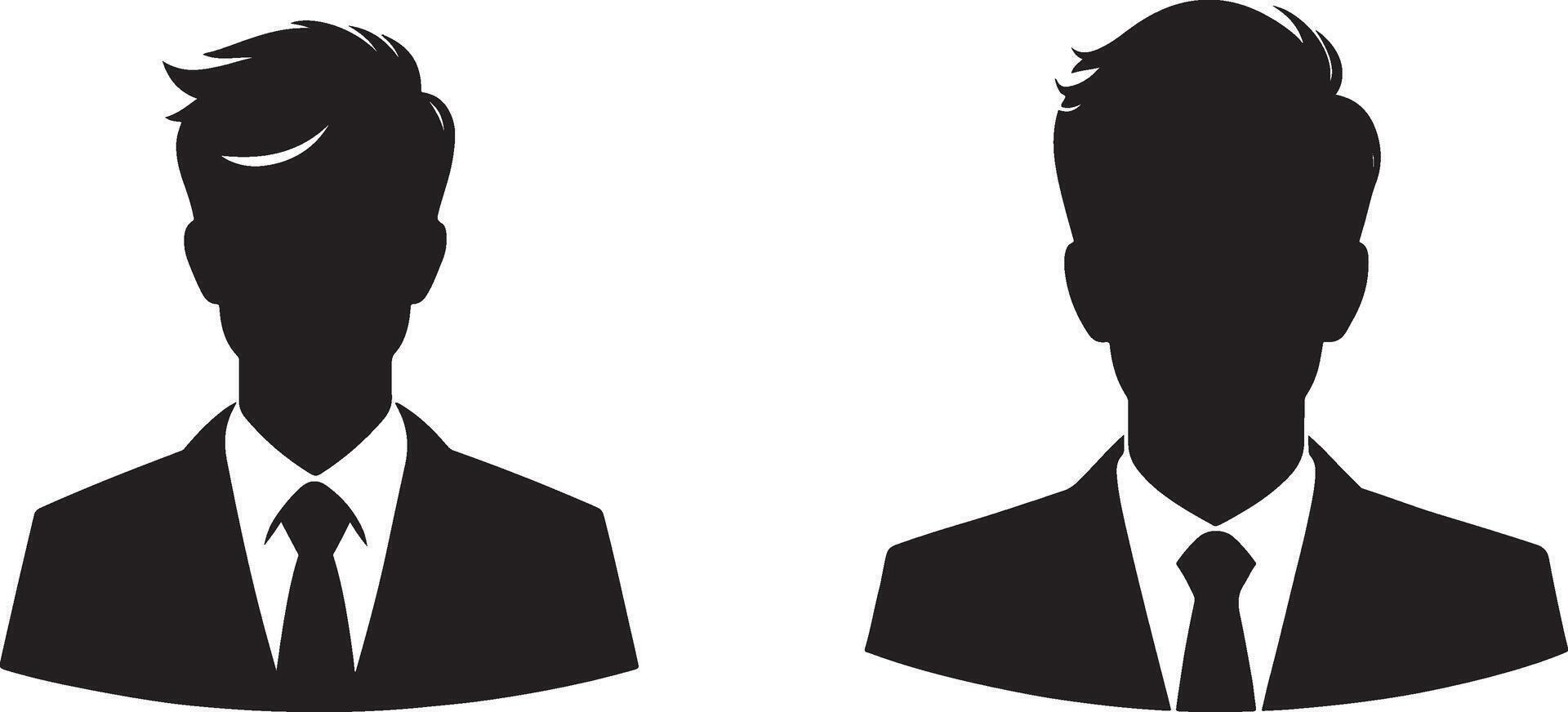 Two Businessmen Silhouettes in Suits and Ties on a White Background vector