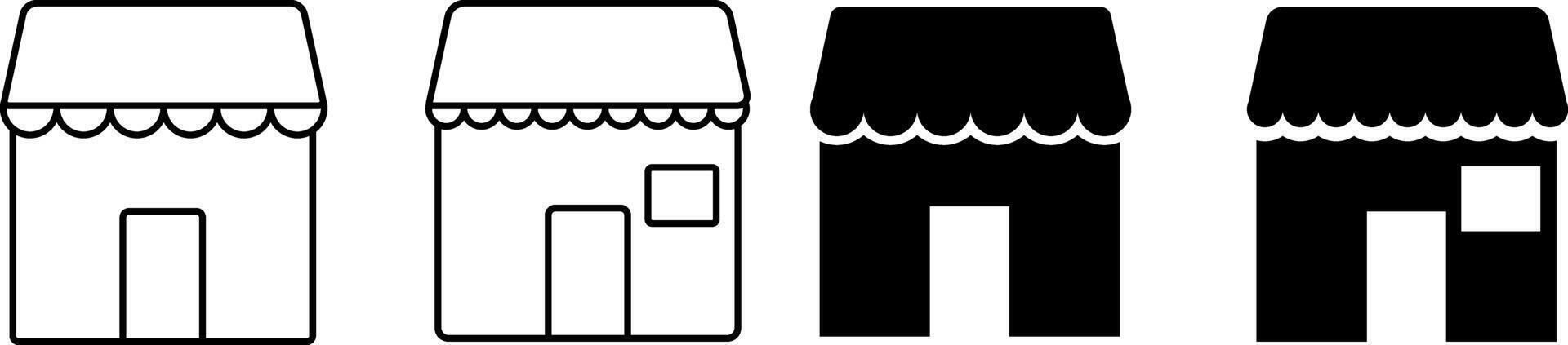 shop store icon set. Small Business Storefront Kiosk. construction industry. representing shopping symbol vector