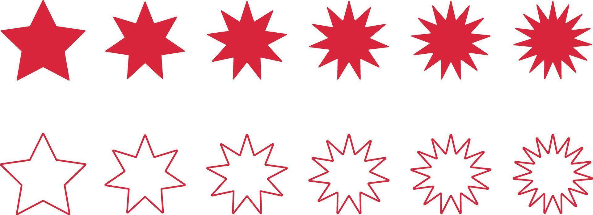 Red Starburst. Circle sale sticker set. Wavy edge promo red badges. Special offer price tag. Red starburst promotional badge set. shopping label vector