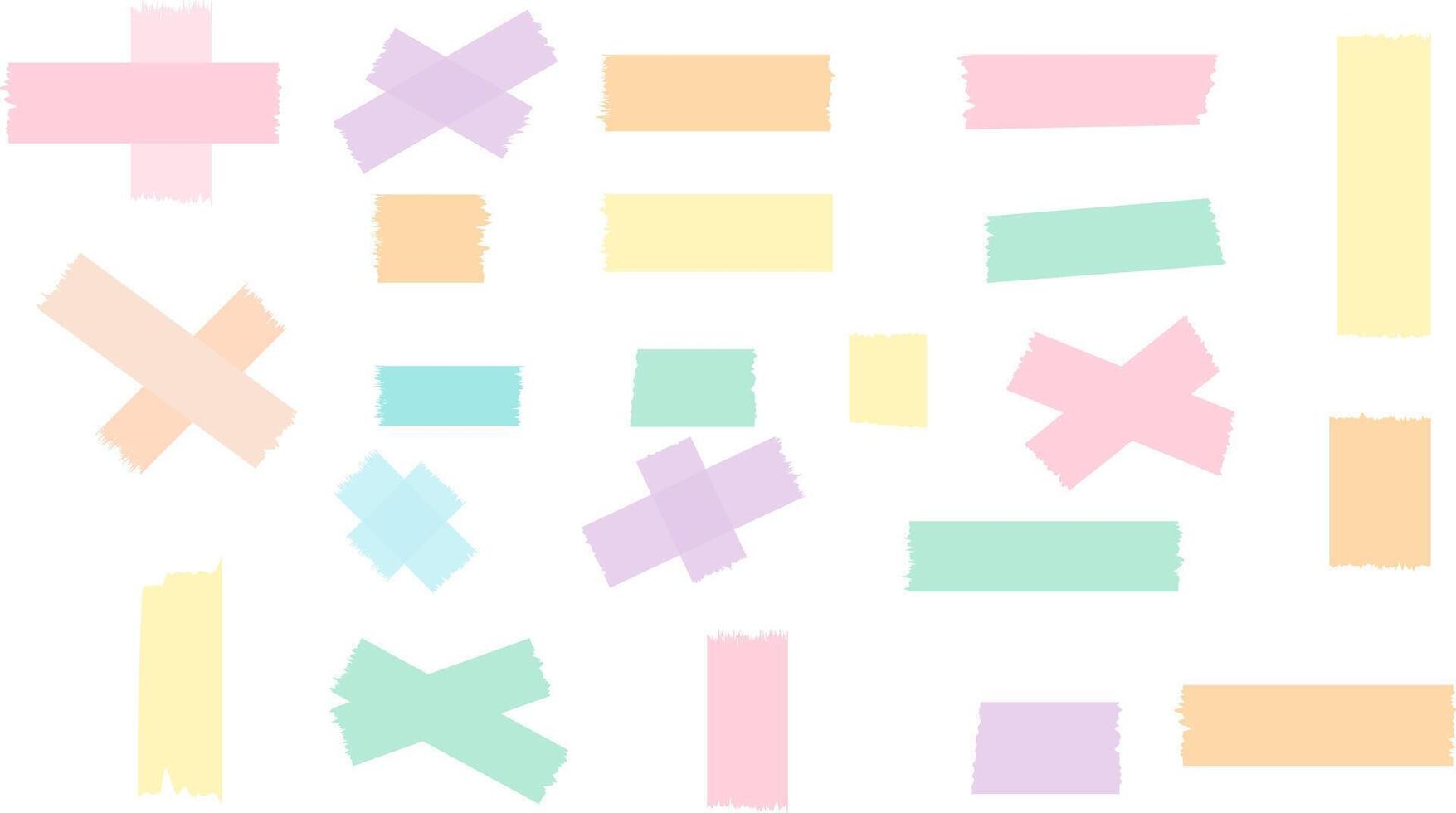 pastel colored adhesive tape collection. Adhesive semi transparent tape. realistic sticky duct tape stripes. doodle geometric shapes vector