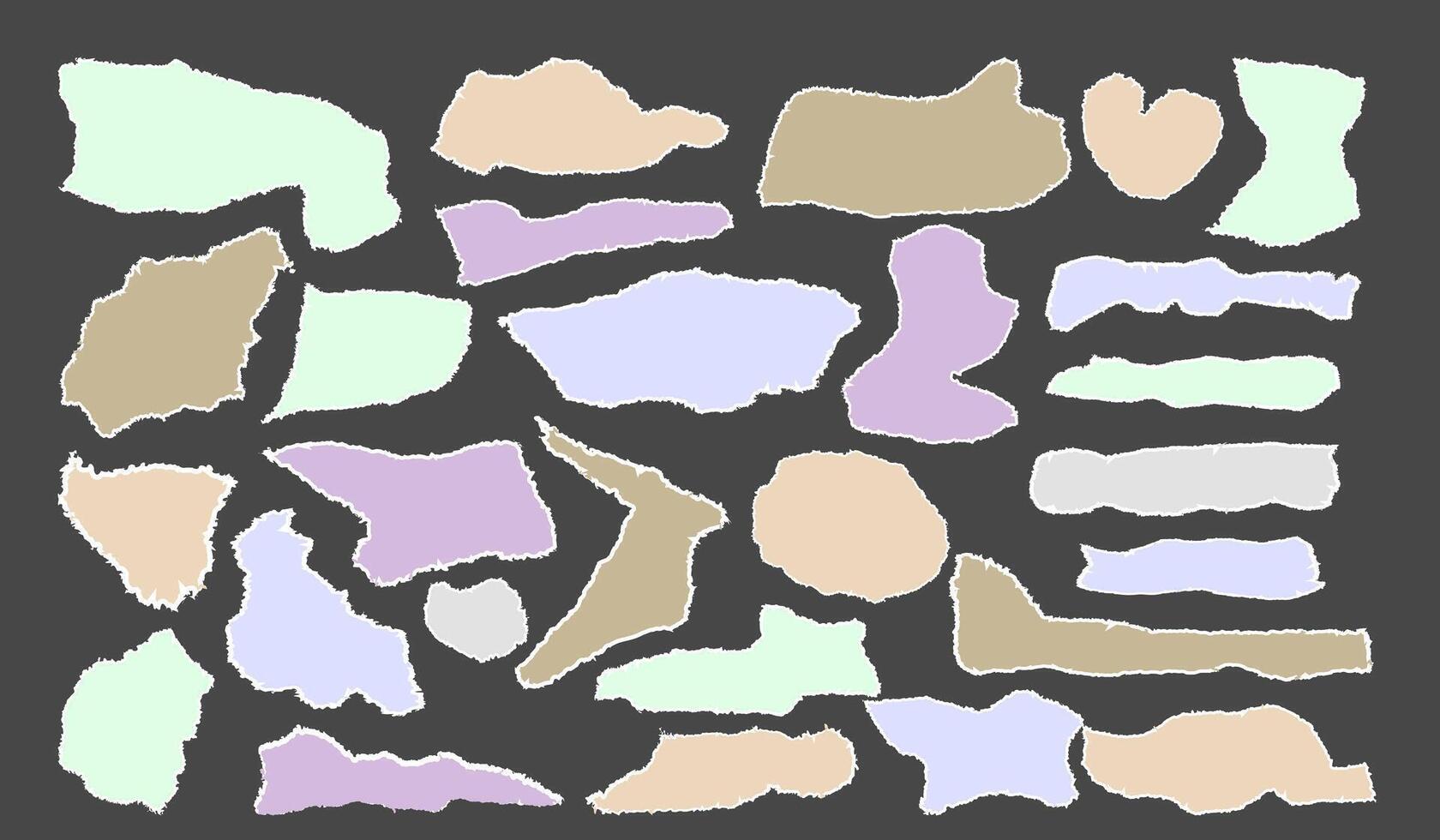 Realistic torn paper. Torned memo templates. Ripped paper strips. Sticky newspaper clip art. notebook page with torn edges. Torn paper textures in various shapes vector