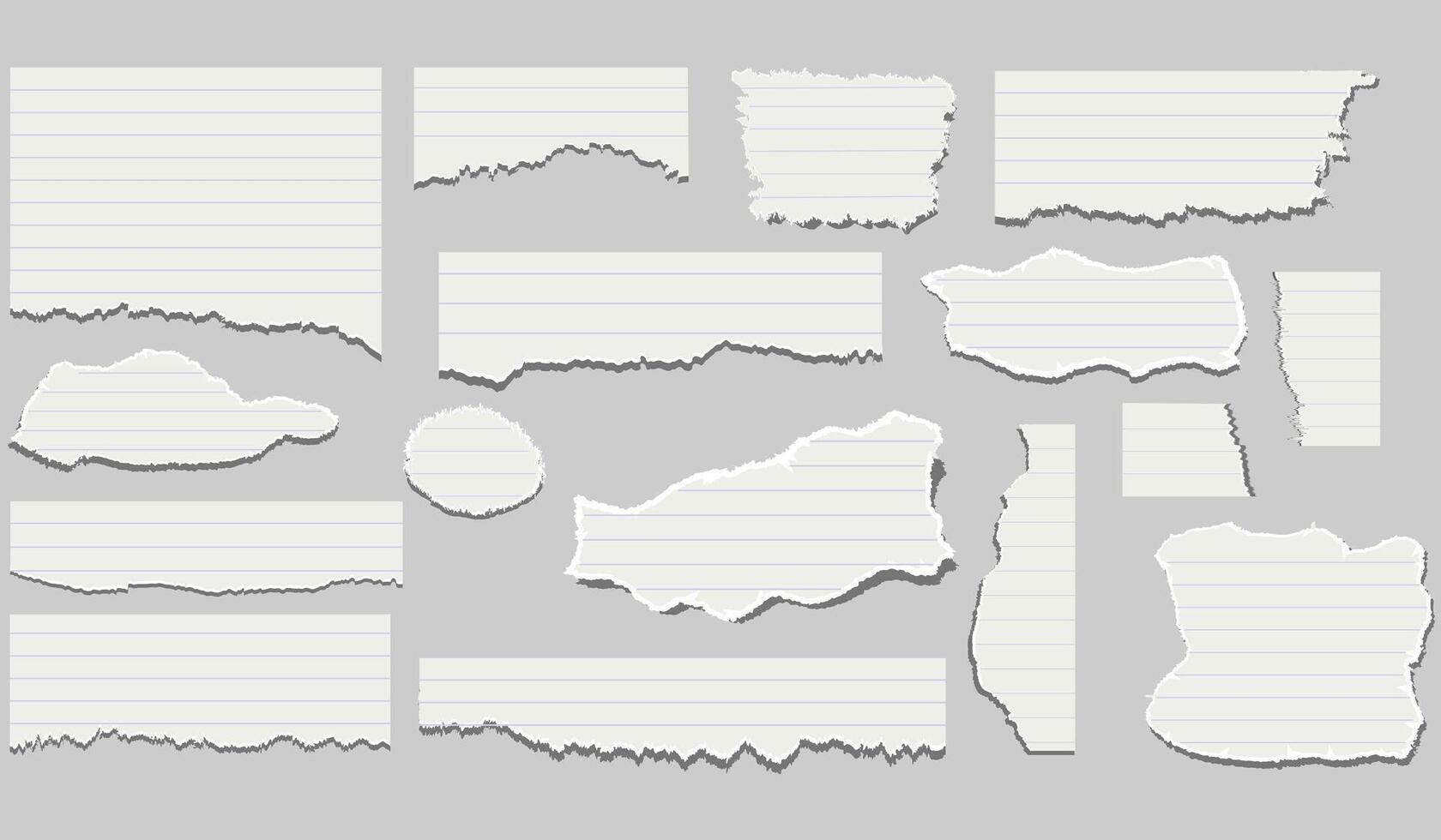 torn pieces of checkered paper. Notebook sheet pieces with torn edges. Ripped checkered Paper Torn Edges. Piece of smooth ripped checkered paper. lined and crumpled effect paper vector